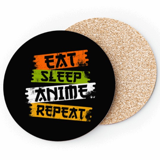 Eat Sleep Anime Repeat Japanese Manga Japan Lover Coasters