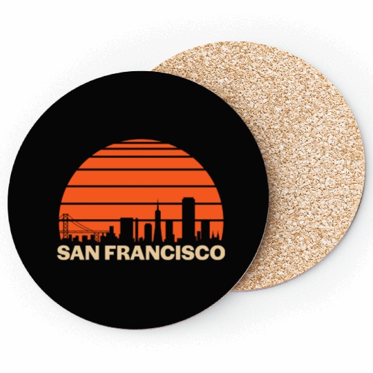 Retro San Francisco California Skyline Coasters