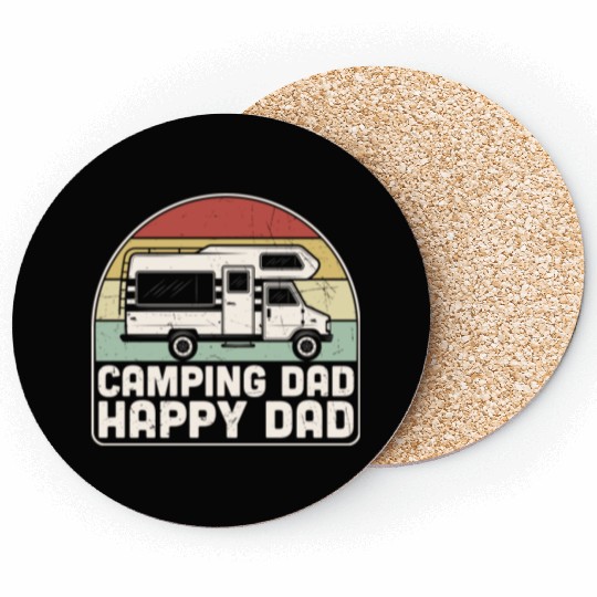 Camping Dad Happy Dad Retro Coasters