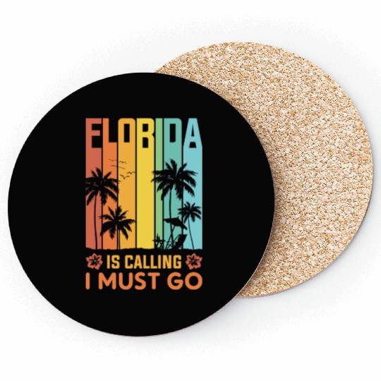 Florida Is Calling I Must Go Vintage Summer Beach Coasters