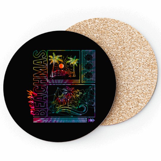 Coastal Beach Christmas In July Coasters, Merry