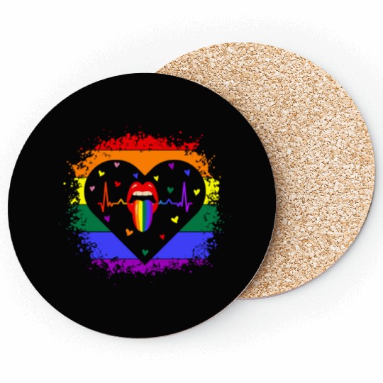 LGBTQ Flag Heart Lesbian Gay Pride Coasters