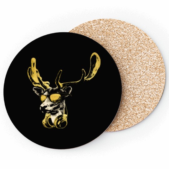 Deer DJ Bling. Cool and Funny Music Animal With Coasters