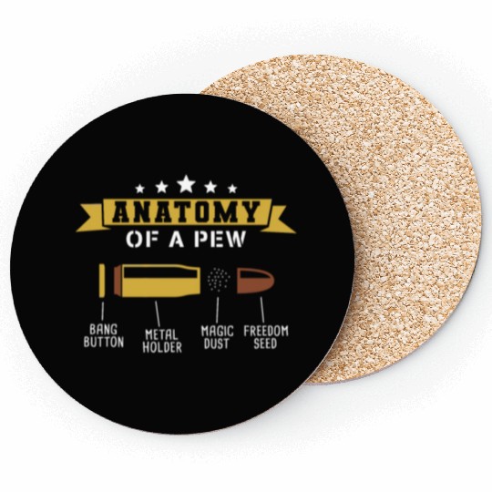 Funny Anatomy Of A Pew Pewer - Ammo Gun Coasters