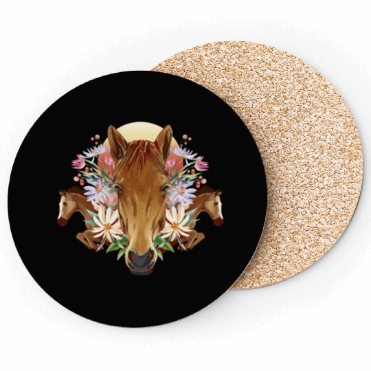 Horse Horses flower wild beautiful Horse Horses fl Coasters