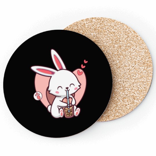 Kawaii Dog Loves Coasters Boba Tea Bubble Tea Anime