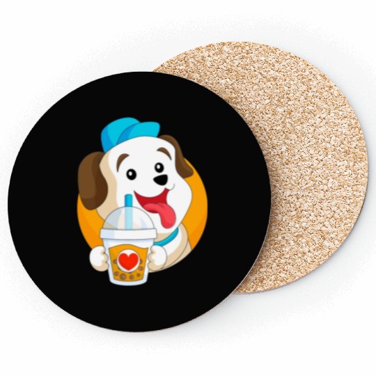 Kawaii Dog Loves Coasters Boba Tea Bubble Tea Anime