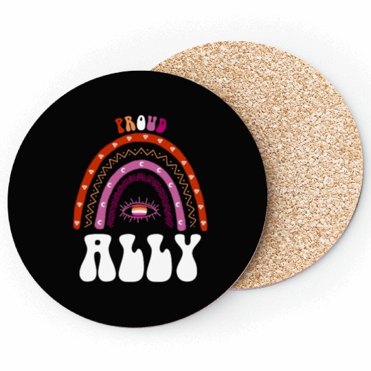 Lesbian Pride Rainbow Proud Ally Lesbian Coasters