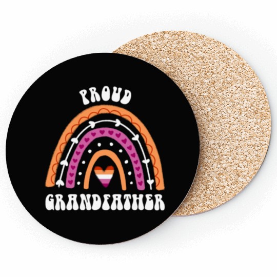 Proud Grandfather Lesbian Pride Rainbow Coasters