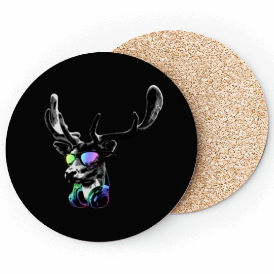 Deer DJ GreyCool and Funny Music Animal With Coasters