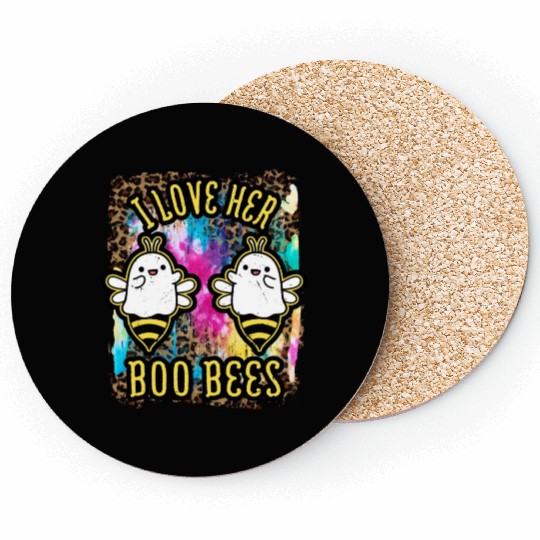 Halloween I love her Boo Bees Tie Dye Coasters