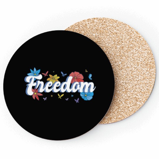 Freedom flowers butterflies liberty design Coasters