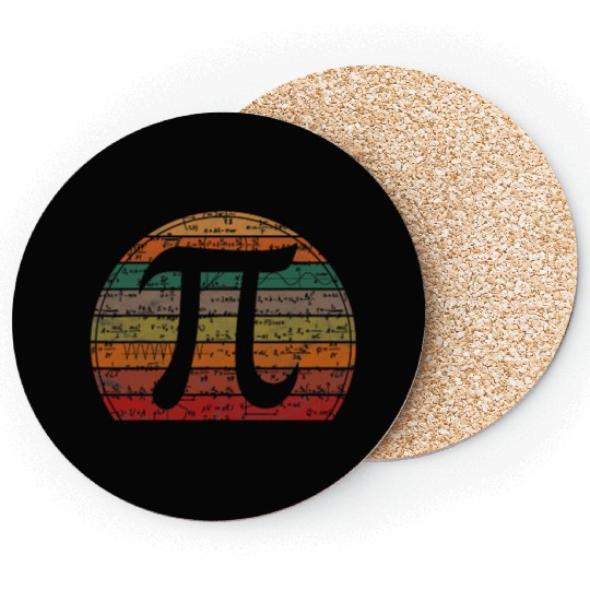 Retro Pi Symbol Sunset Gift Math Equations Geek Pi Coasters