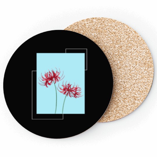 Red Spider Lily Lycoris Recoil Anime Fanart Coasters