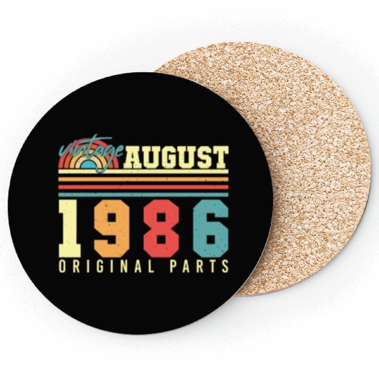 Birthday Greeting For 1986 August Coasters