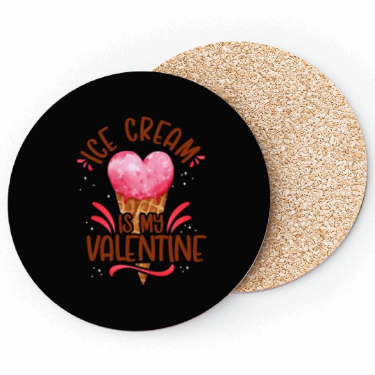 Ice Cream Valentines Day Heart Coasters