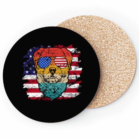 vintage dog lover sublimation flag usa vintage Coasters