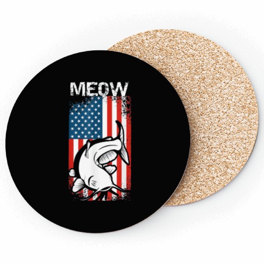 Catfishing American Flag Coasters