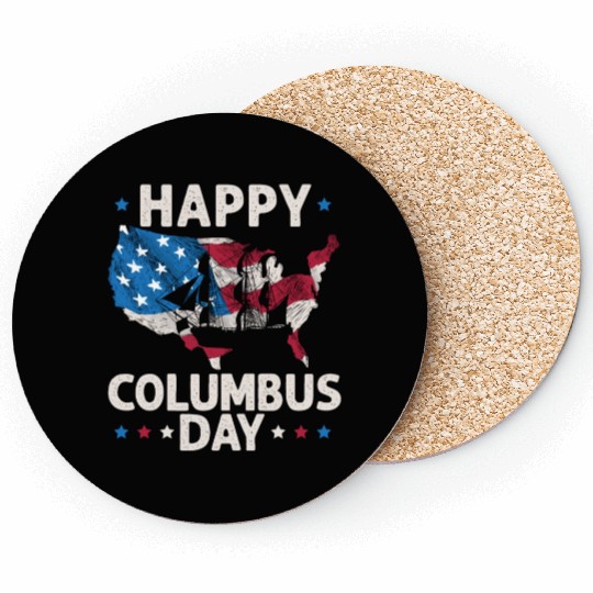 Happy Columbus Day Christopher Columbus Navigator Coasters