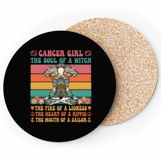 Cancer Girl Astrology Sign Coasters