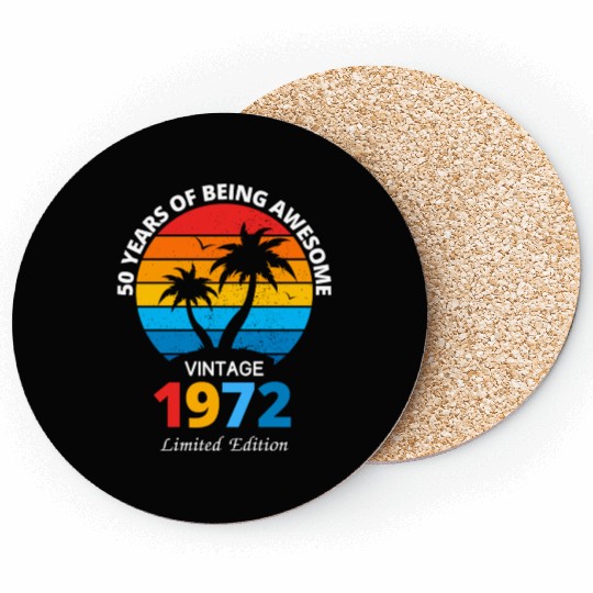 turning 50 birthday decorations men 50th bday 1972 Coasters