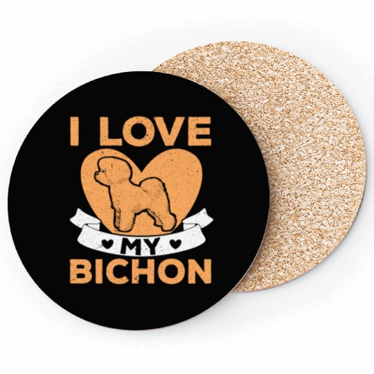 Bichon Frise Dog Lover Dog Breeder Puppy Paw Love Coasters