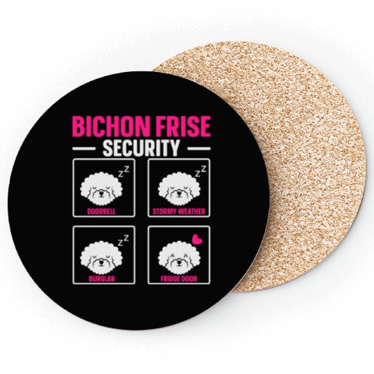 Bichon Frise Security Dog Lover Puppy Paw Love Coasters