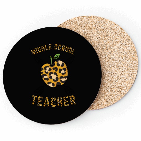 Middle School Teacher Leopard Print Coasters