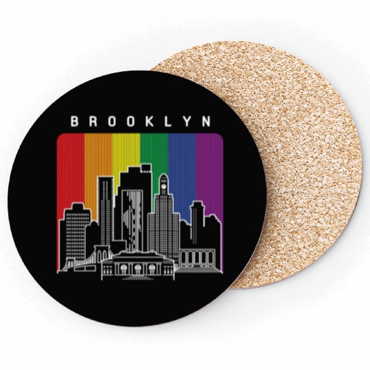 Brooklyn New York Skyline Rainbow Flag Coasters