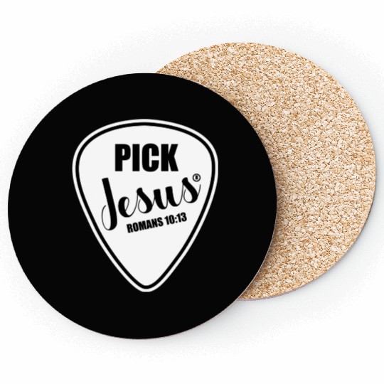 Pick Jesus Funny Christian Music Guitar Pick Coasters