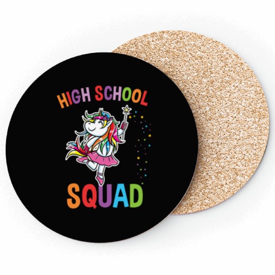 High School Squad Unicorn Back To School Coasters