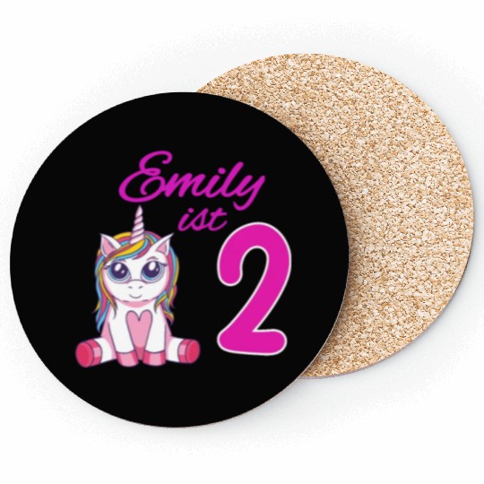 Children's Birthday Party 2 Years Girl Name Emily Coasters