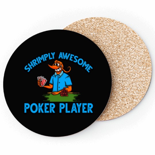Funny Shrimp/Prawn Pun. Shrimply Awesome Poker Coasters