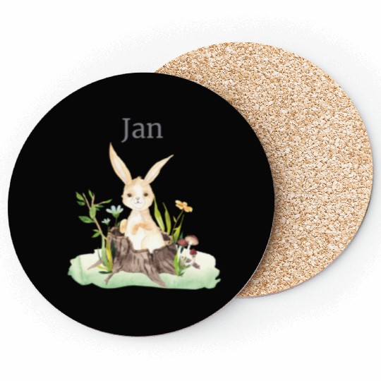Waldtier Reh Hase Hedgehog Flowers Name Jan Coasters