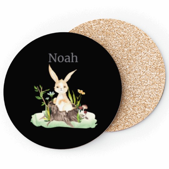 Waldtier Reh Hase Hedgehog Flowers Name Noah Coasters