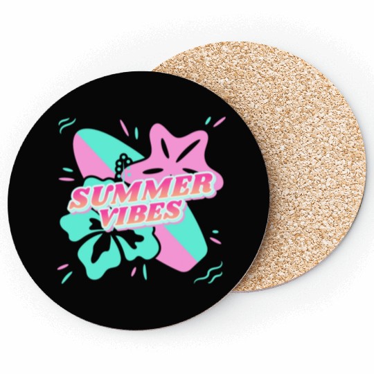 Summer Vibes - Beach, surf, hibiscus and starfish Coasters