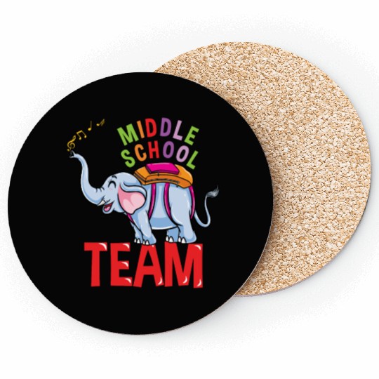 Back To School Elephant Middle School Team Coasters