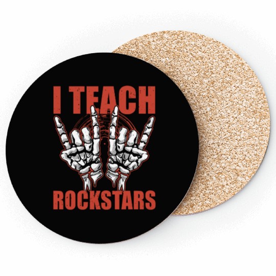 I Teach Rockstars Rock and Roll Skeleton Music Tea Coasters