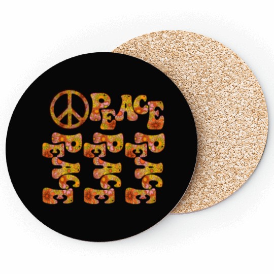 Psychedelic groovy Peace Coasters