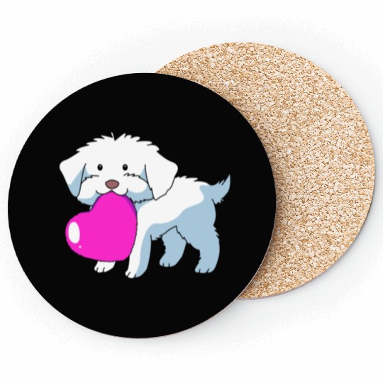 Womens Heart Dog Kawaii Cute Maltese Coasters