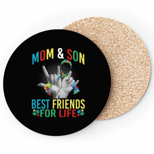 Mom And Son Best Friends For Life Autism Awareness Coasters