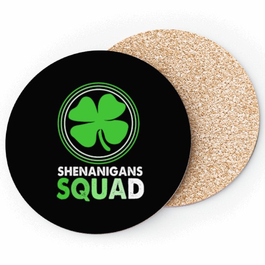 St Patrick Day Clover Shenanigans Squad Coasters