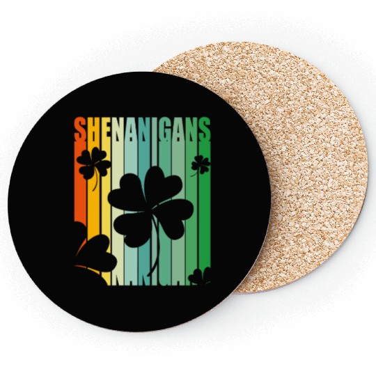 St Patrick Shenanigans Retro Shamrock Coasters
