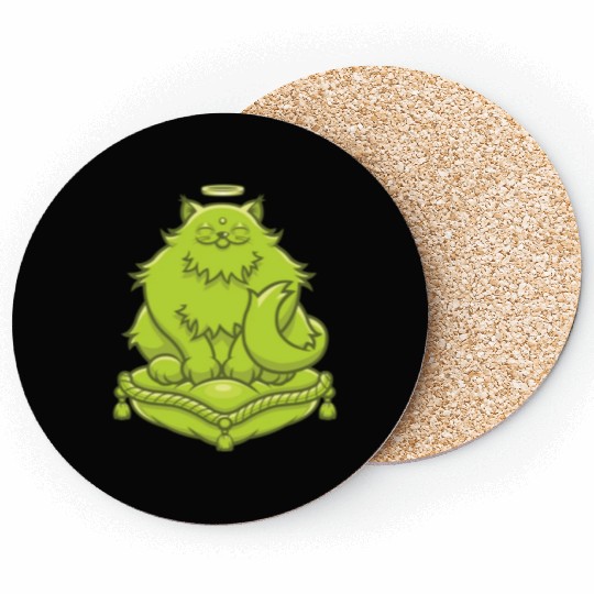 Green Buddha Cat Coasters