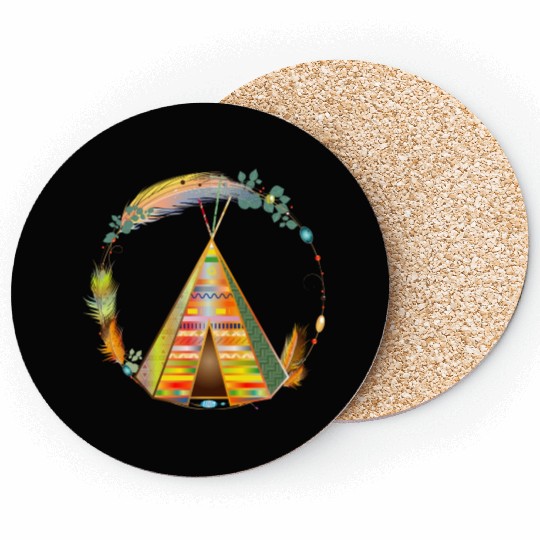 fantastically beautiful colorful tipi tent Coasters