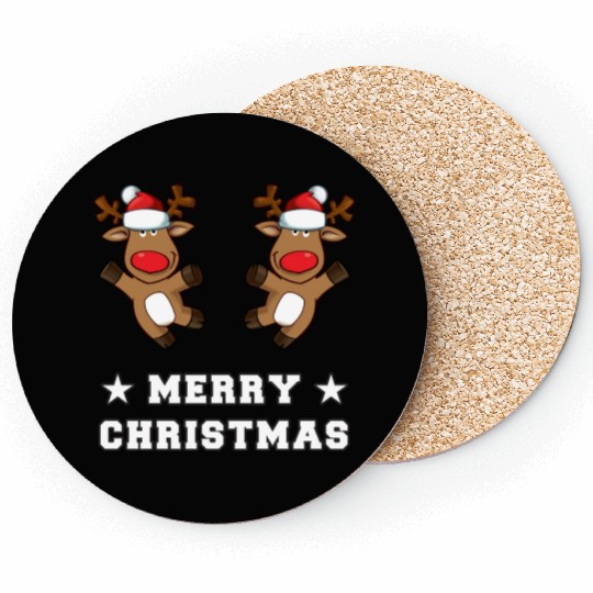 Merry Christams Funny Elf Deer Christmas Coasters