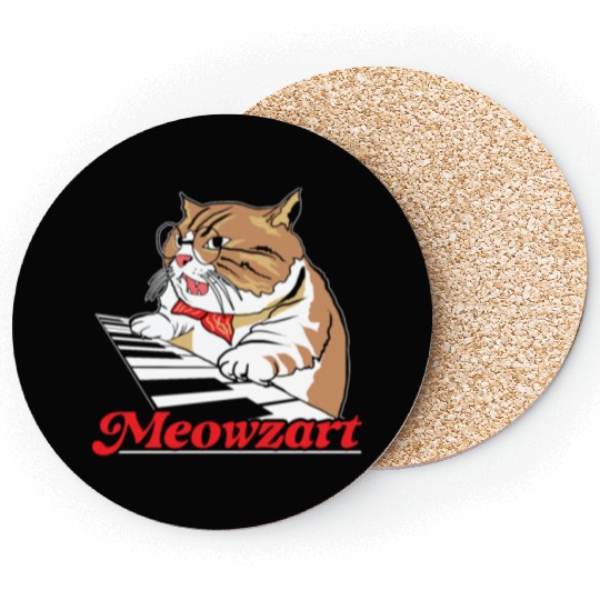 Meowzart Piano Cat Musician Musical Pianist Music Coasters