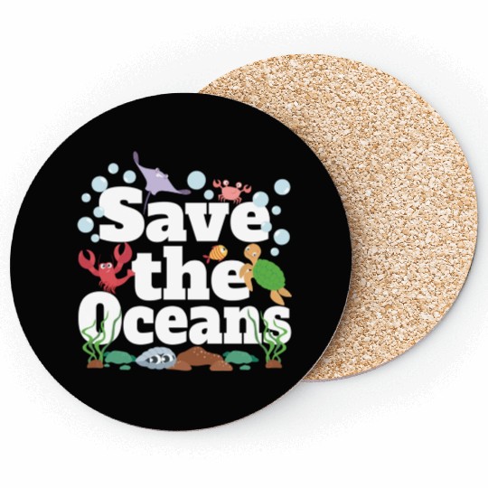 Save The Oceans No Plastic Coasters