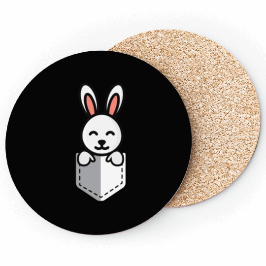 Bunny Pocket Cute Little Easter Sunday Egg Hunt Coasters