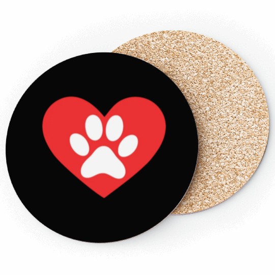 Dog Paw Heart Dog Is My Valentine Day Coasters